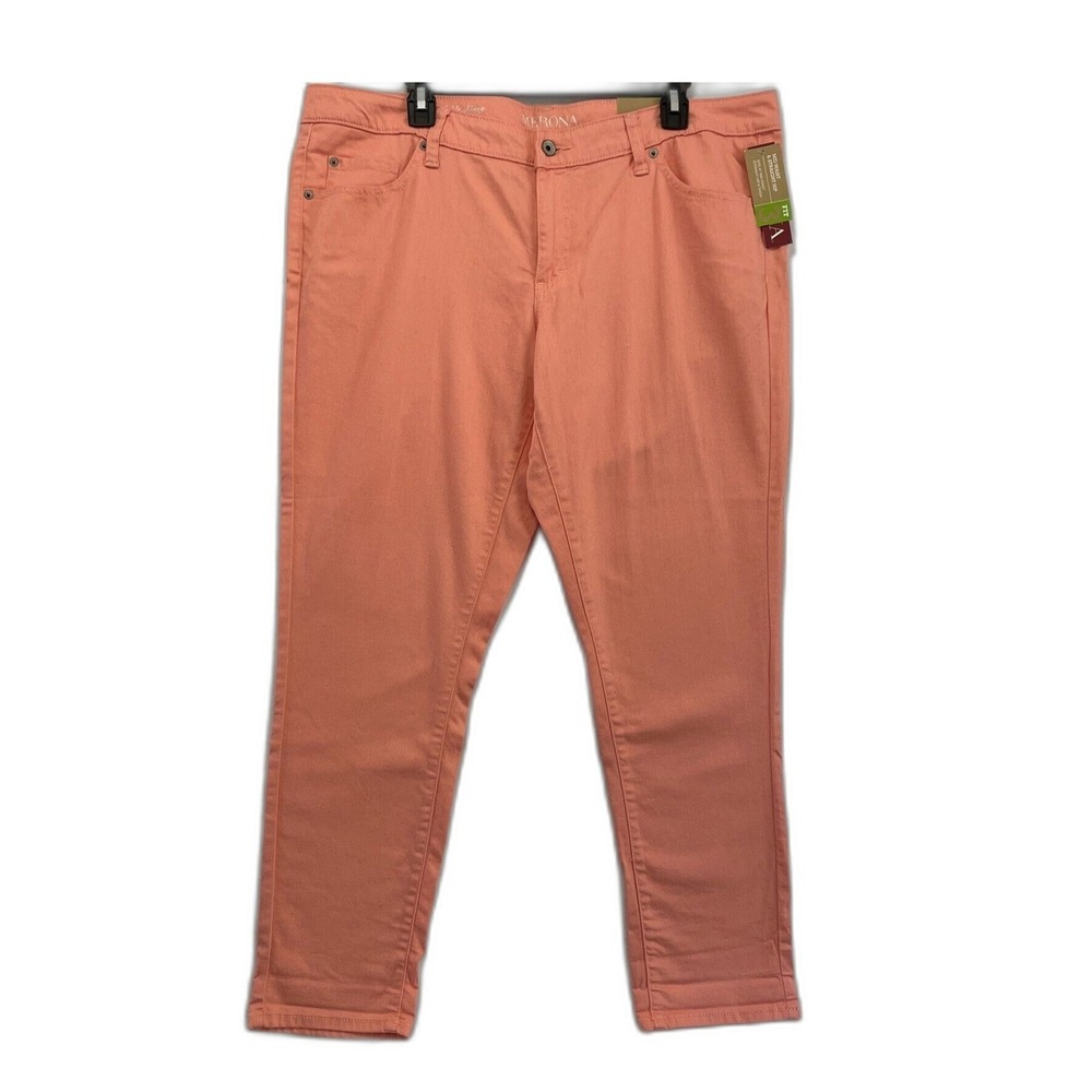 Merona Women Peach Mid Rise Straight Leg Ankle Skinny‎ Jeans Size 14